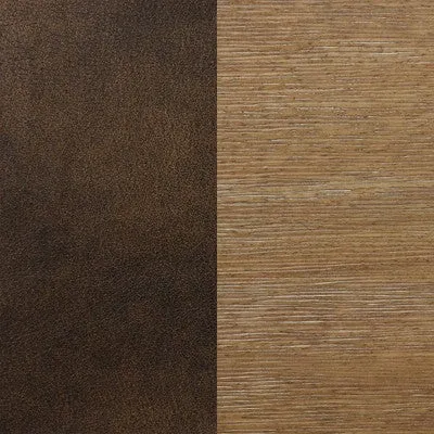 29" Faux Leather and Wood Saddle Seat Barstool Light Brown/Distressed Dark Brown - Nathan James