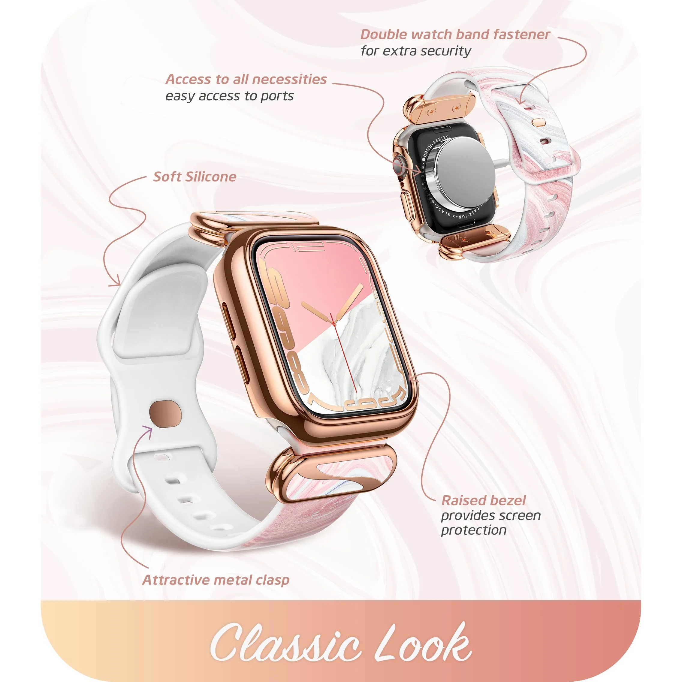 Apple Watch 40/41mm Cosmo Luxe Case(open box) - Marble Pink/Rose Gold