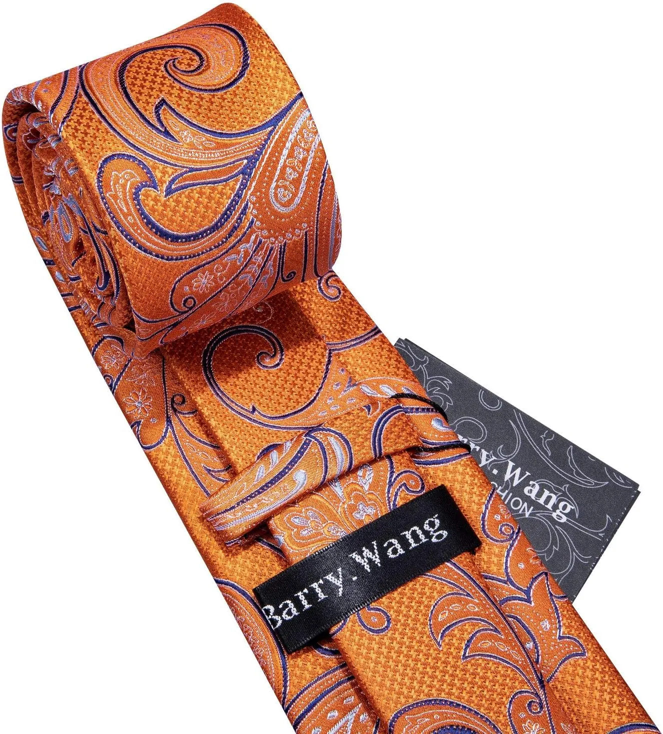 Barry.Wang Men Ties Paisley Woven Silk Necktie Set with Pocket Suqare Cufflinks Formal