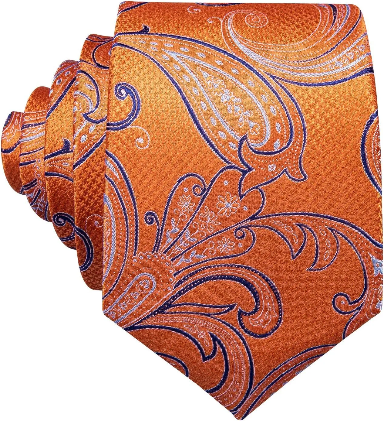 Barry.Wang Men Ties Paisley Woven Silk Necktie Set with Pocket Suqare Cufflinks Formal