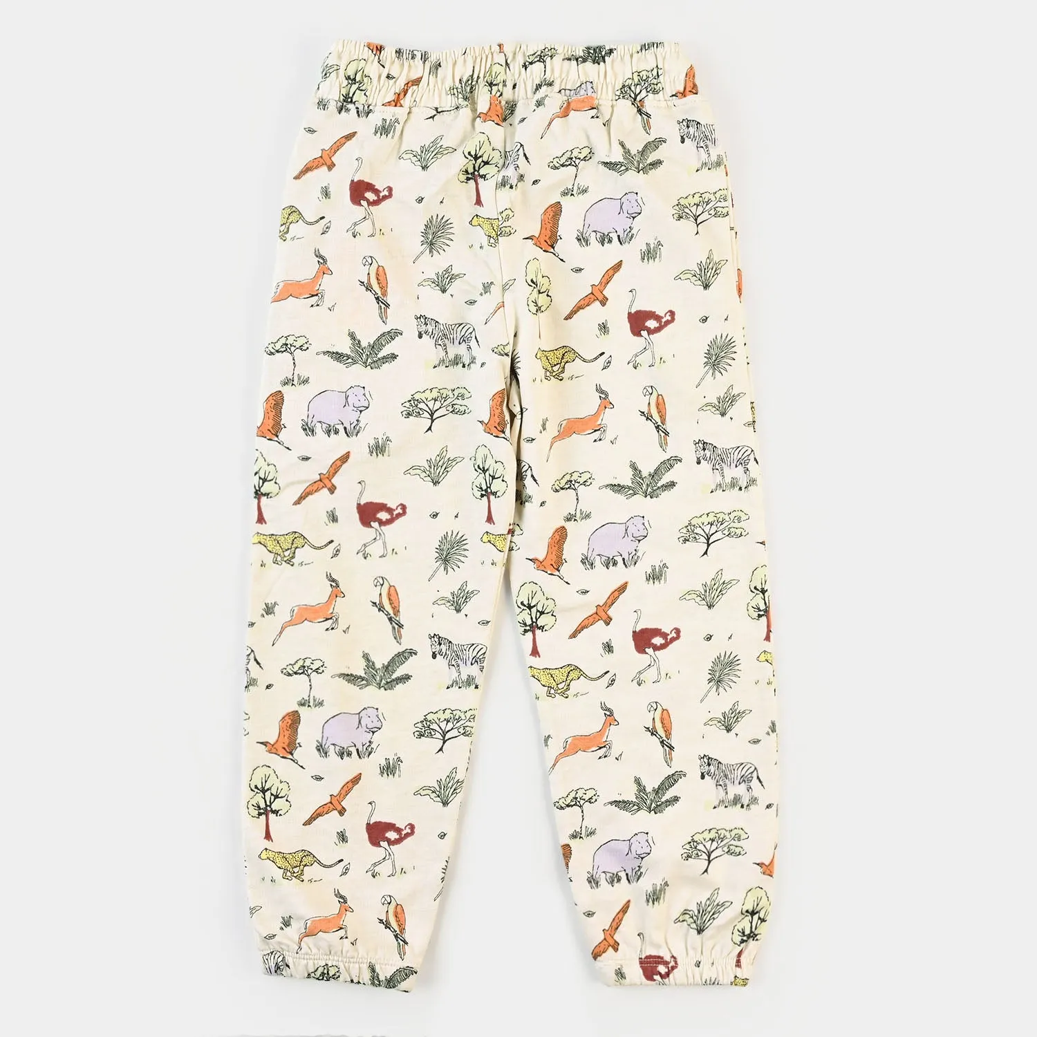 Boys Terry And Fleece Pajama Animal All Over - Cream