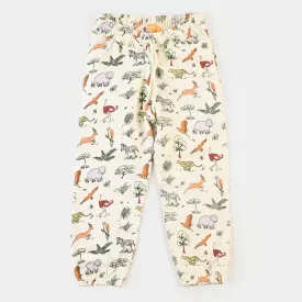 Boys Terry And Fleece Pajama Animal All Over - Cream