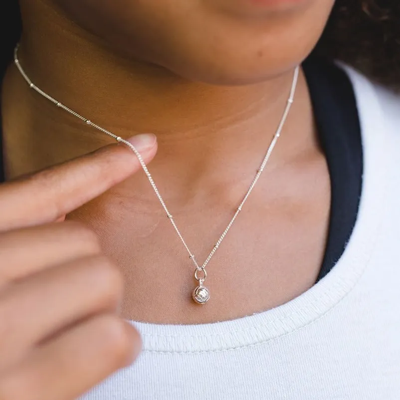 CC Sport Silver Volleyball Charm Necklace for Little Girls & Tweens