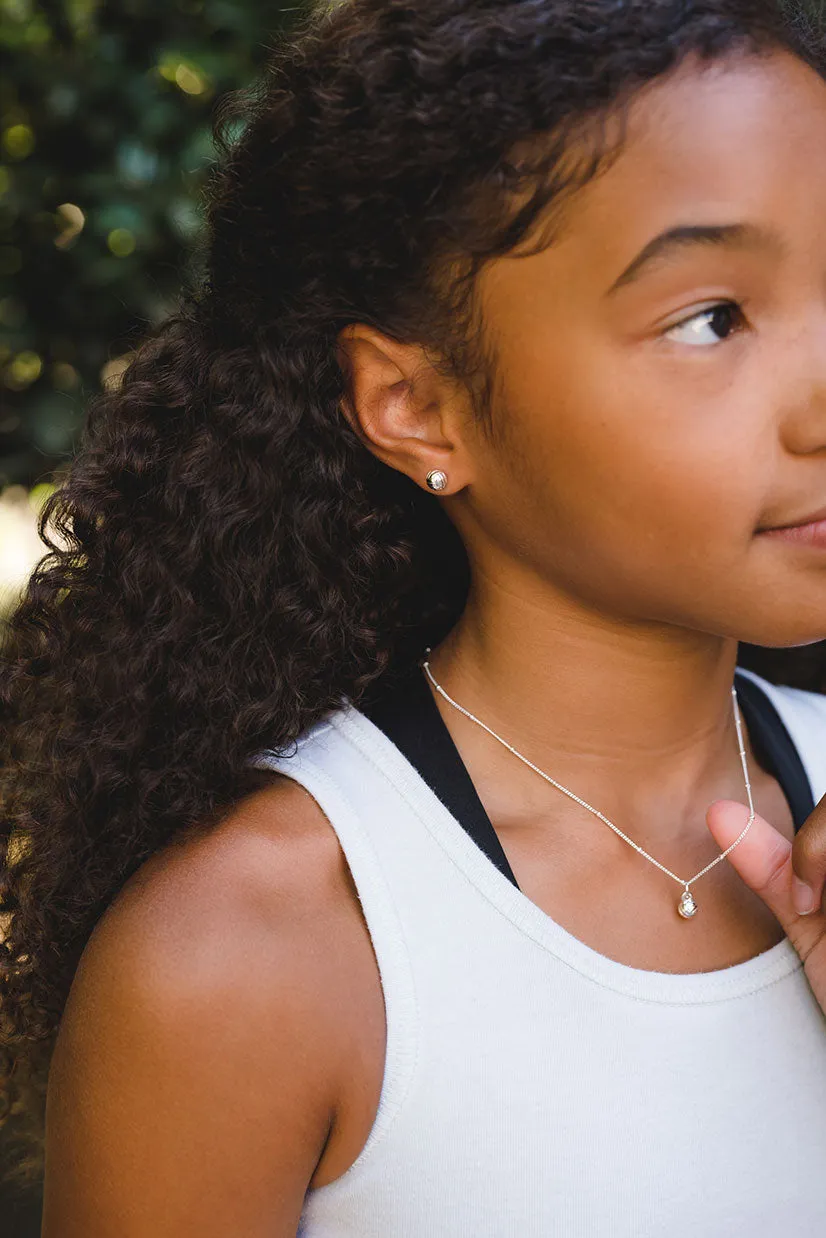 CC Sport Silver Volleyball Charm Necklace for Little Girls & Tweens