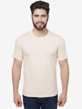 Cream  Solid Slim Fit T-Shirt | JadeBlue
