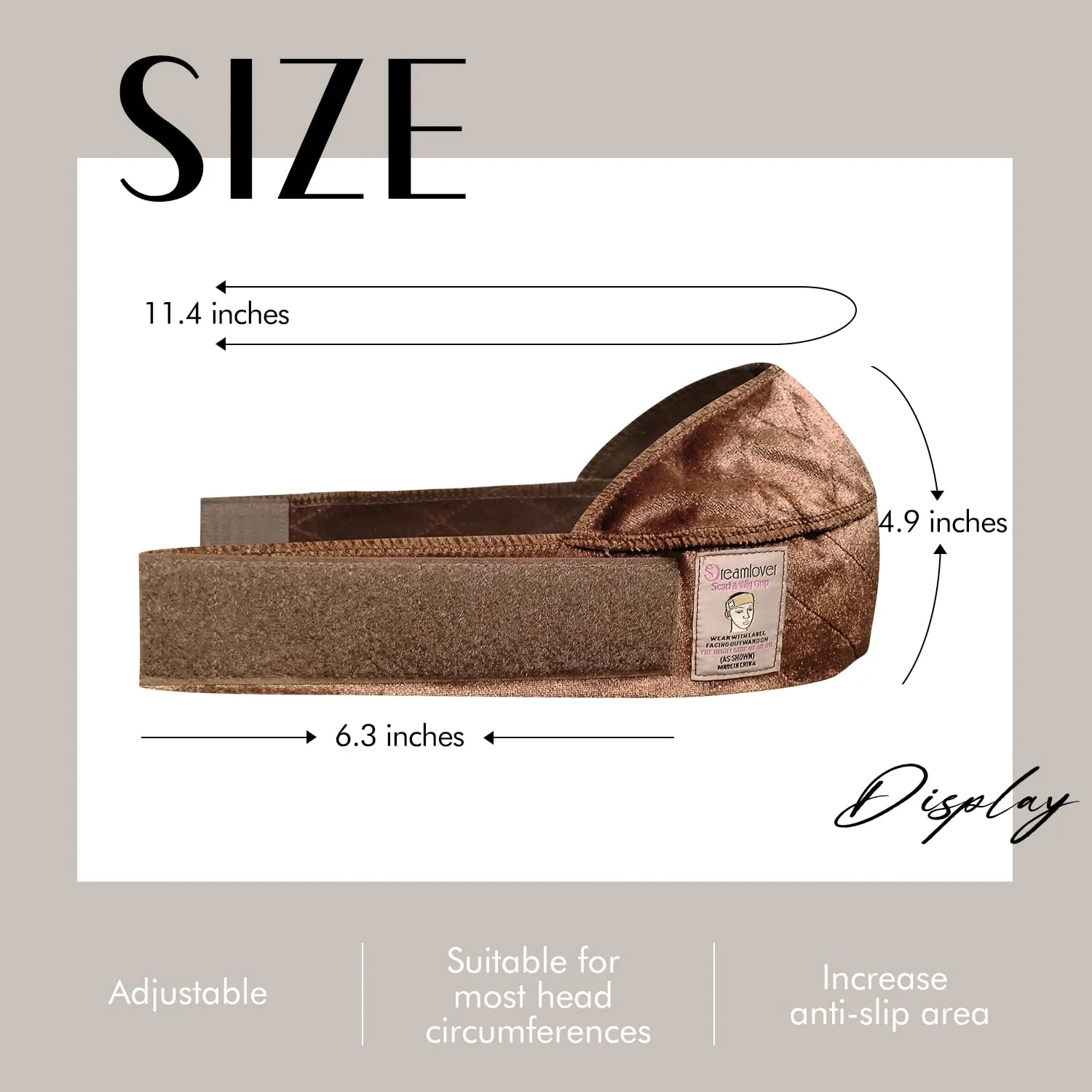 Dreamlover Wig Grip Bands for Keeping Wigs in Place, Brown, 1 Pieces