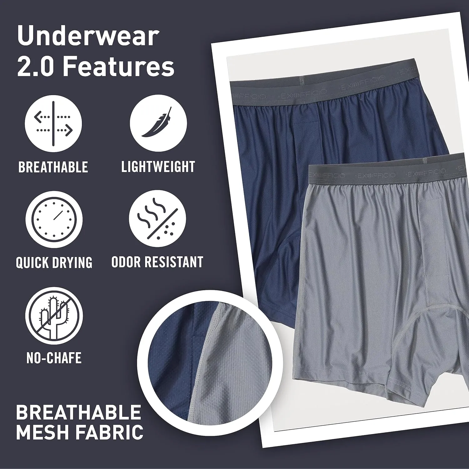 Exofficio Men's Give-N-Go 2.0 Boxer 2 Pack
