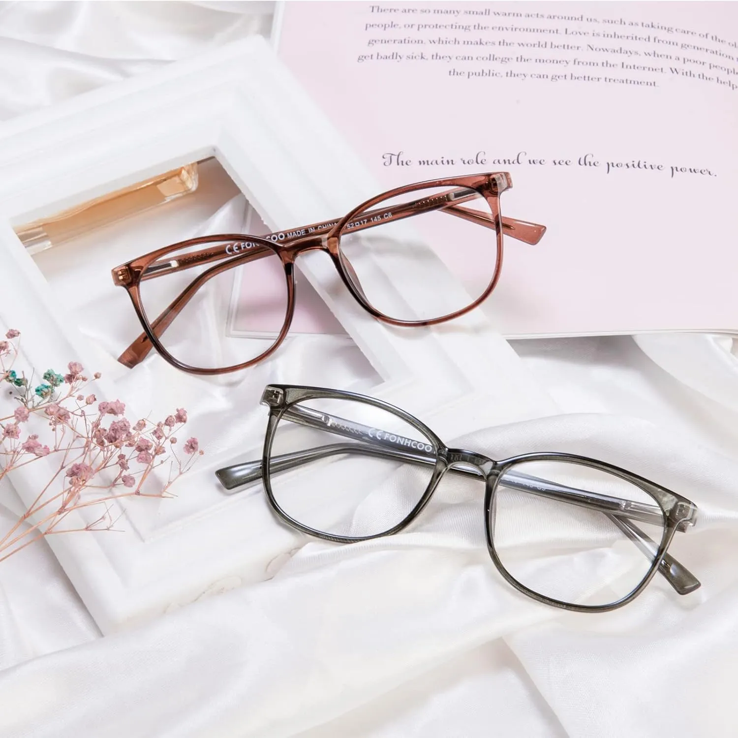 FONHCOO Blue Light Blocking Glasses Fashion Round TR90 Frame Transparent Eyewear Anti UV Computer Glasses for Women Men