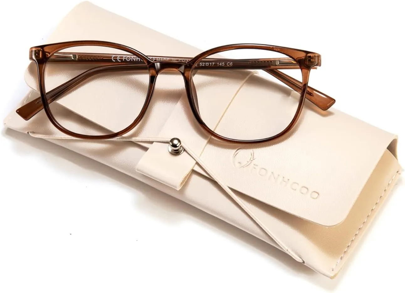 FONHCOO Blue Light Blocking Glasses Fashion Round TR90 Frame Transparent Eyewear Anti UV Computer Glasses for Women Men