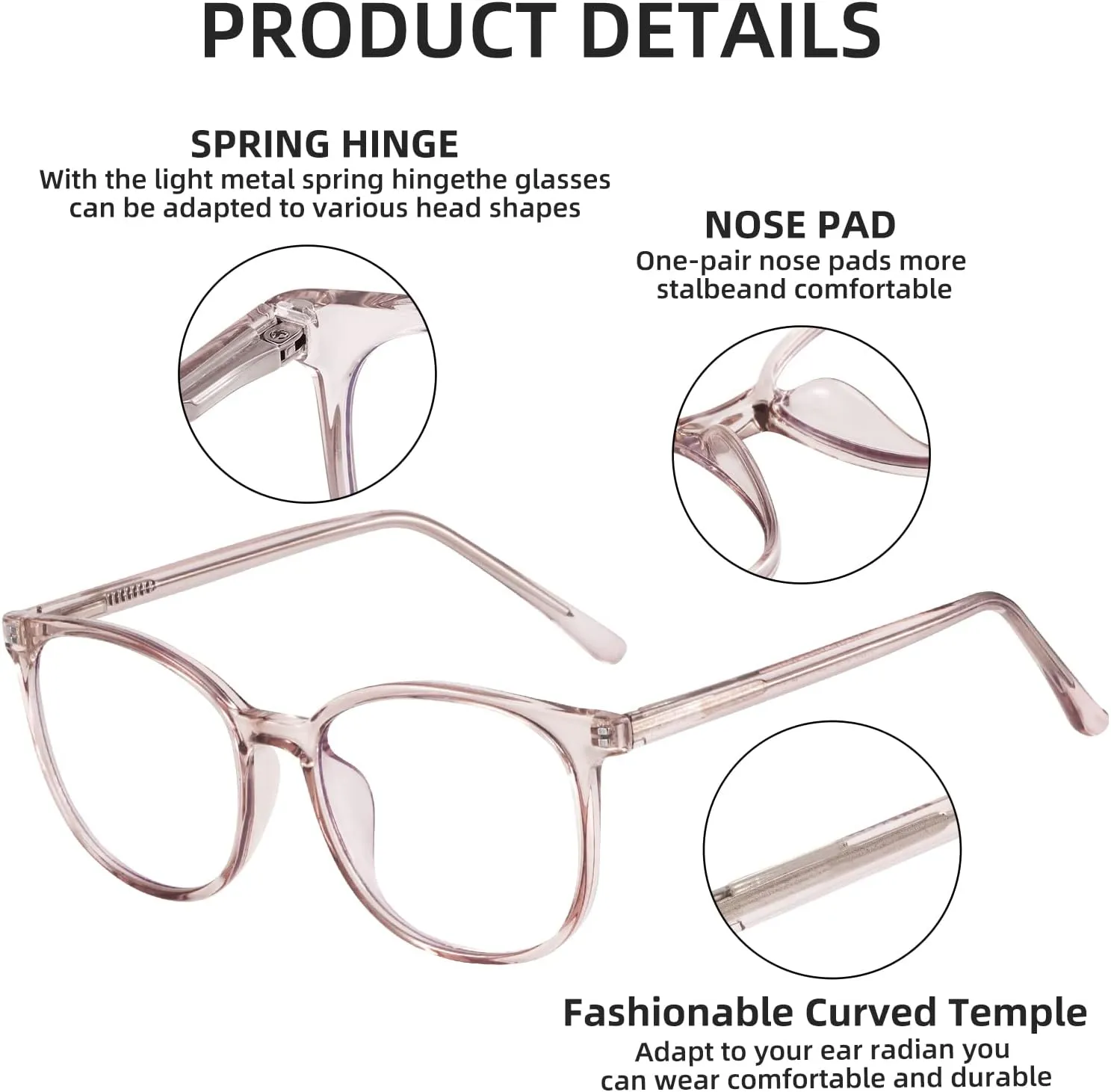 FONHCOO Blue Light Blocking Glasses Fashion Round TR90 Frame Transparent Eyewear Anti UV Computer Glasses for Women Men