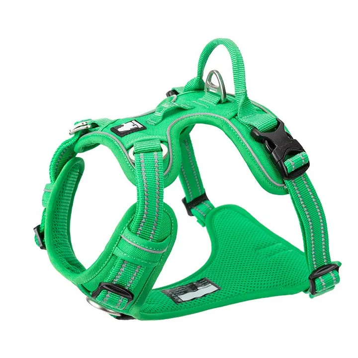 Green Breathable No Pull Dog Harness, Reflective, M