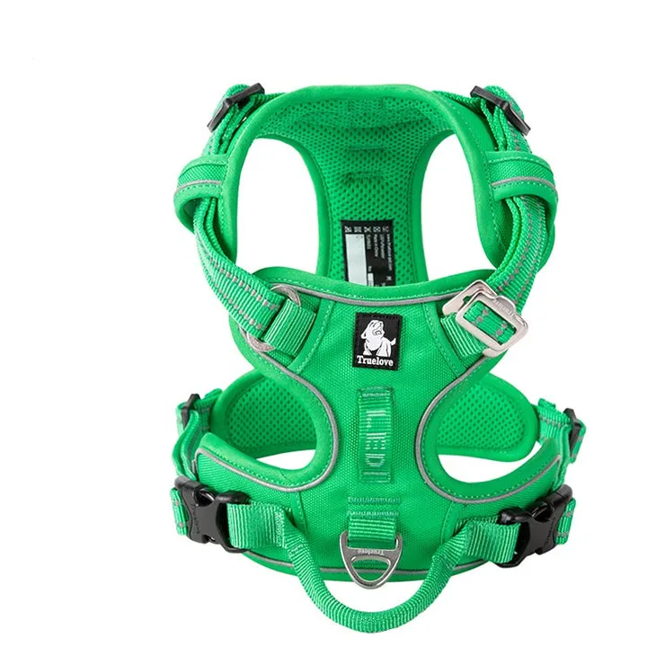 Green Breathable No Pull Dog Harness, Reflective, M