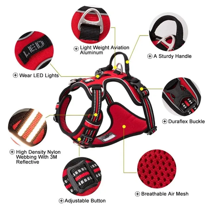 Grey No Pull Dog Harness XS, Reflective, Breathable