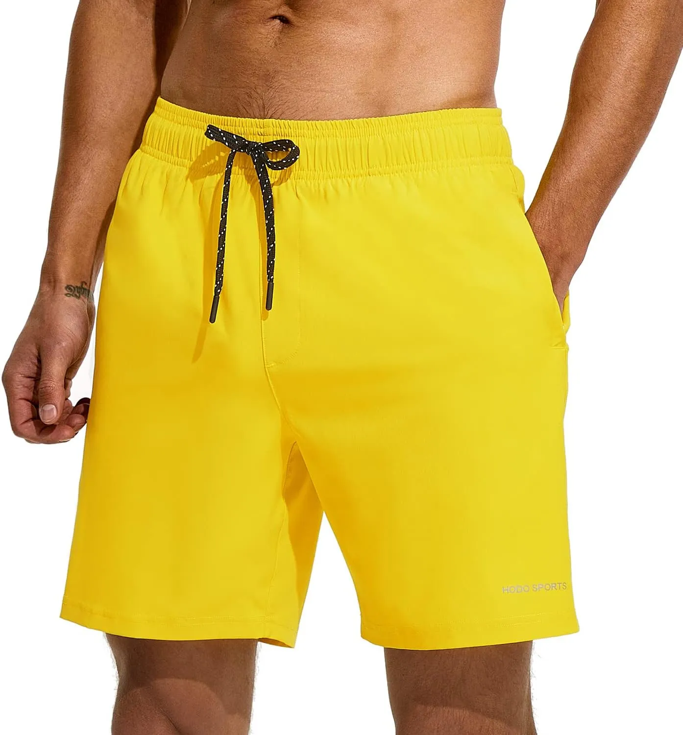 HODOSPORTS Mens Swimsuit Trunks 7" Quick-Dry Swim Shorts with Compression Liner and Zipper Pockets