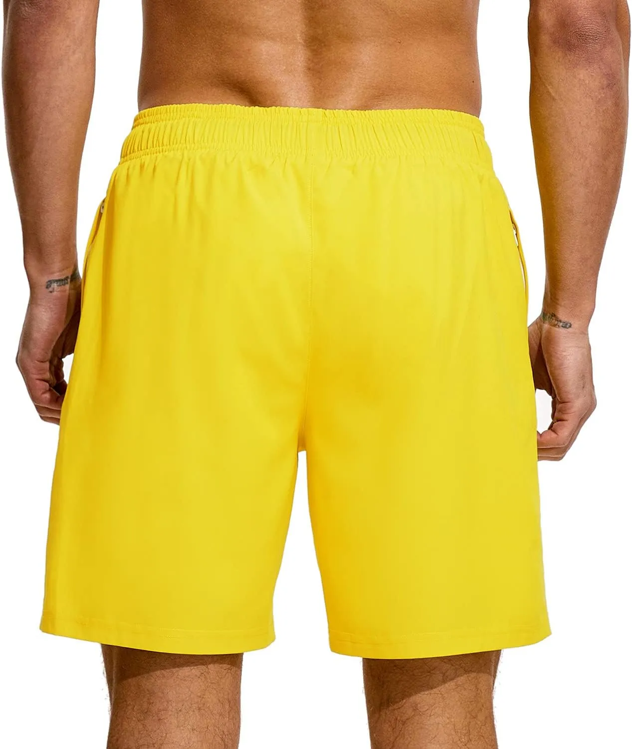 HODOSPORTS Mens Swimsuit Trunks 7" Quick-Dry Swim Shorts with Compression Liner and Zipper Pockets