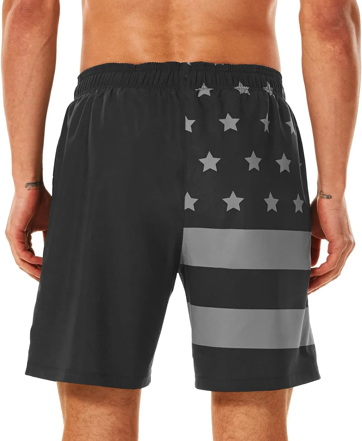 HODOSPORTS Mens Swimsuit Trunks 7" Quick-Dry Swim Shorts with Compression Liner and Zipper Pockets
