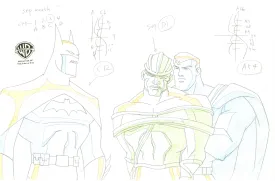 Justice League Unlimited Original Production Drawing: Batman, Superman