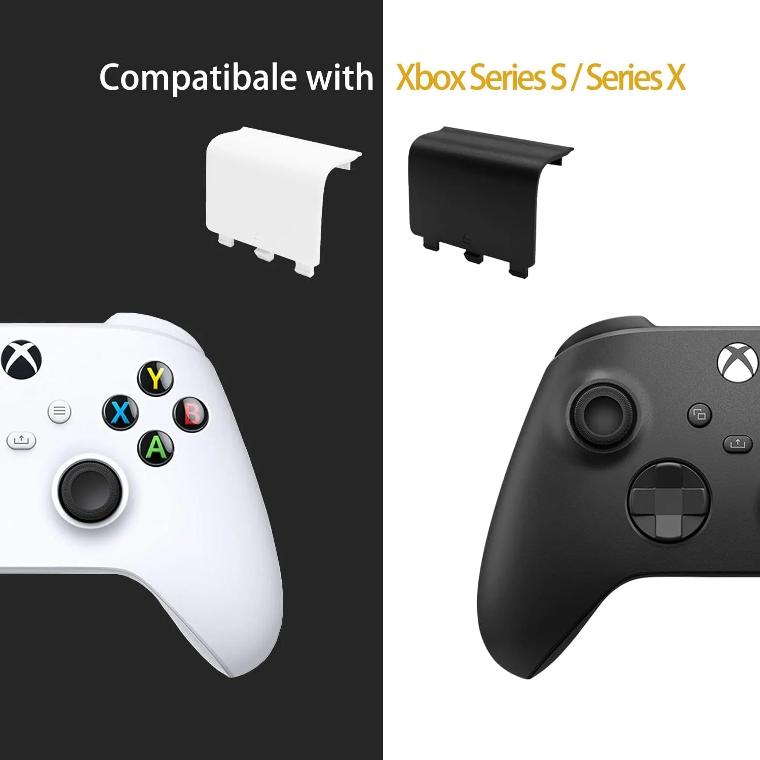 KELIFANG Replacement Battery Cover Door Compatible with Xbox Series X, Xbox Series S Controller (2020), Battery Back Shell Repair Part Compatible with Xbox Wireless Controller (Black, White)