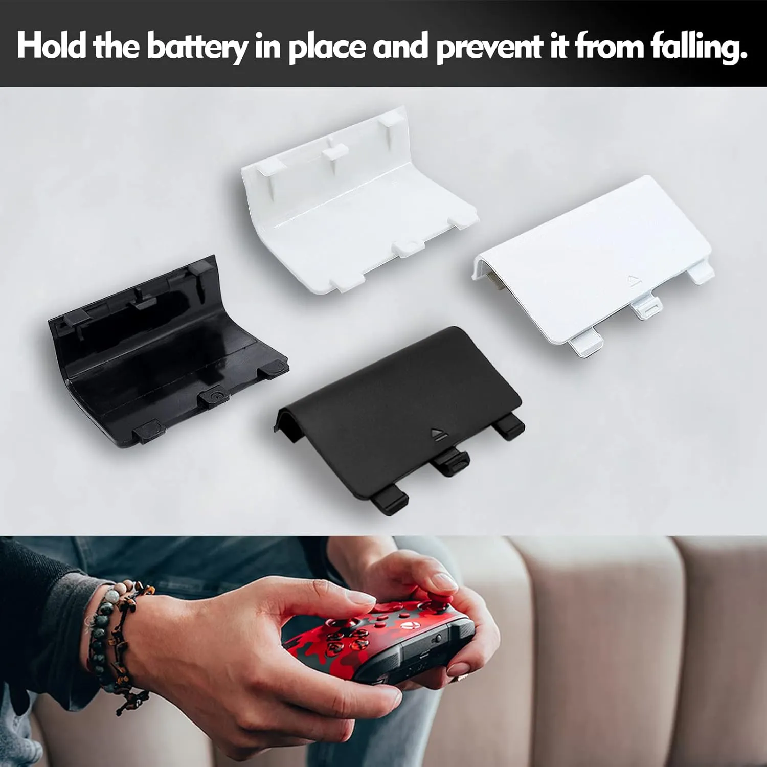 KELIFANG Replacement Battery Cover Door Compatible with Xbox Series X, Xbox Series S Controller (2020), Battery Back Shell Repair Part Compatible with Xbox Wireless Controller (Black, White)