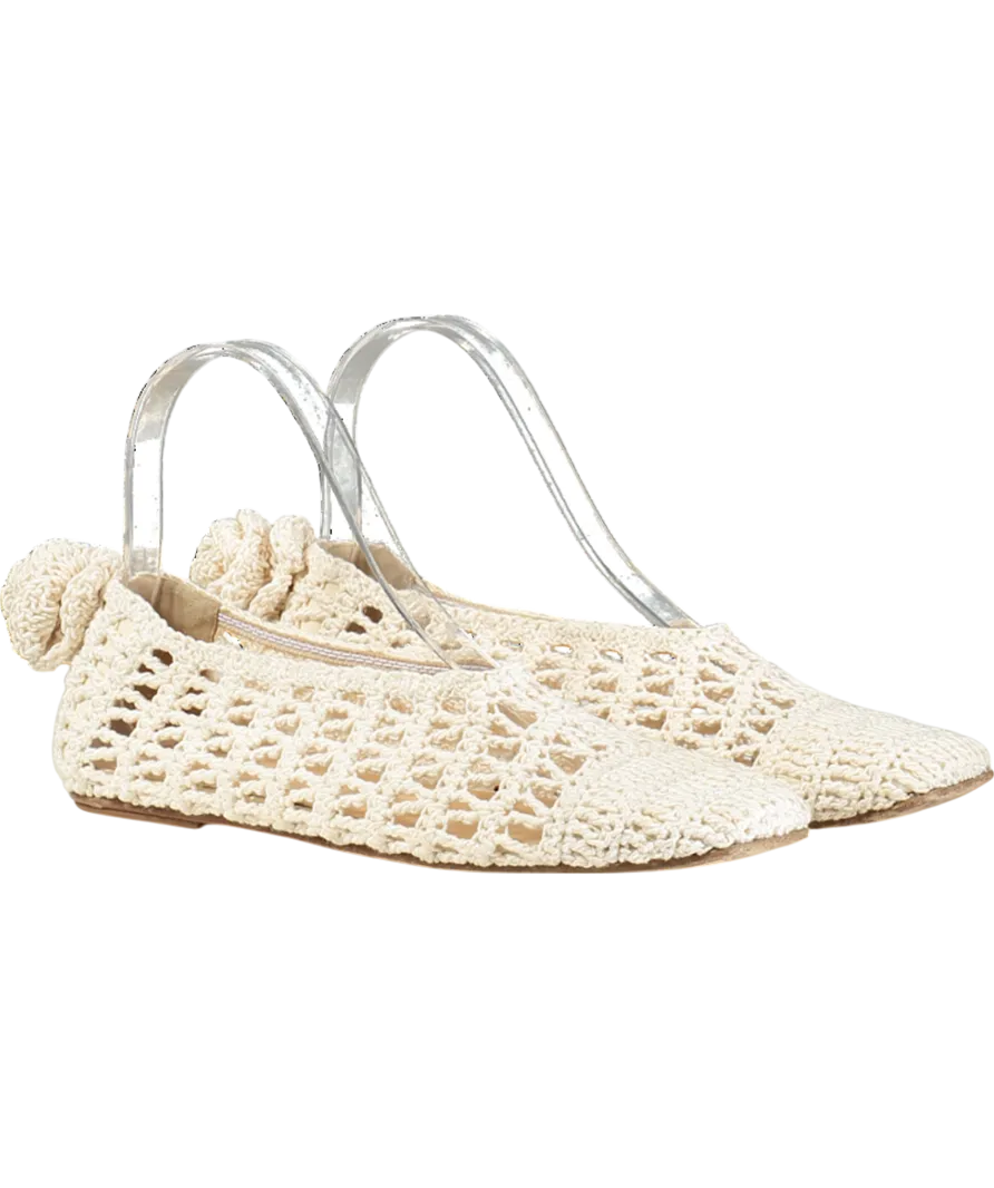 Magda Butrym Cream 10mm Crochet Ballerina Flats UK 5 EU 38 👠