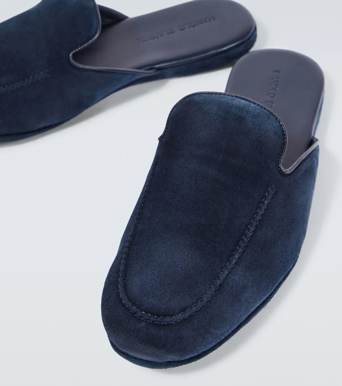 Manolo Blahnik suede slippers, blue