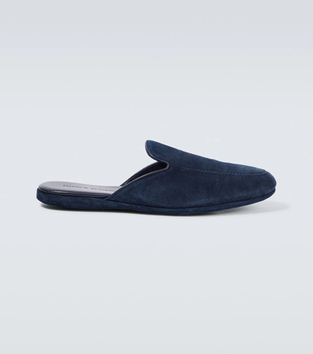 Manolo Blahnik suede slippers, blue