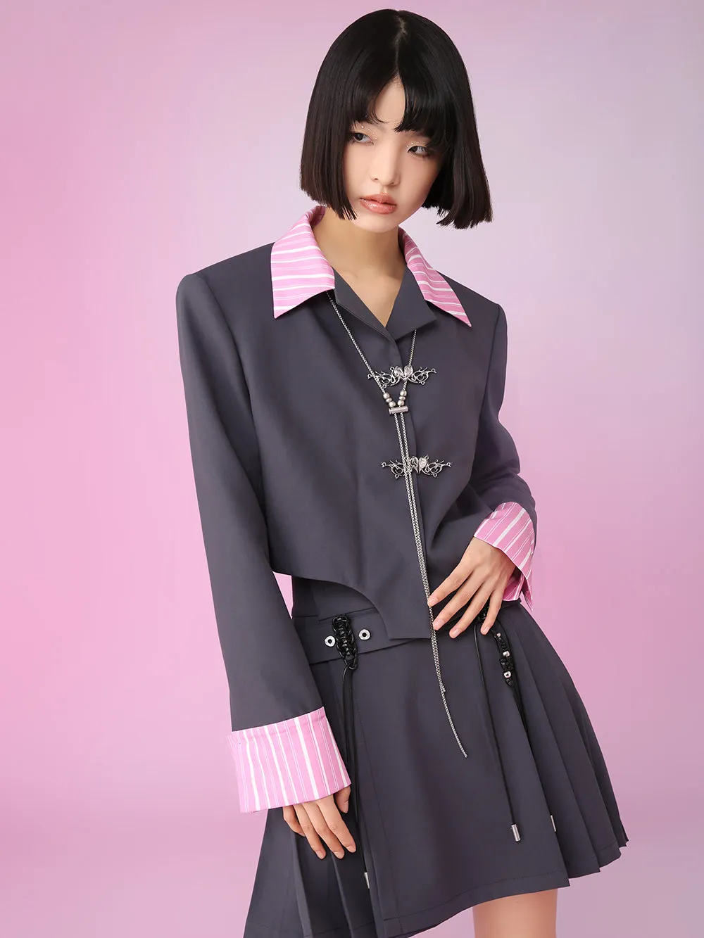MUKZIN OL Style Short Stitching Original Trend Suit Outerwears