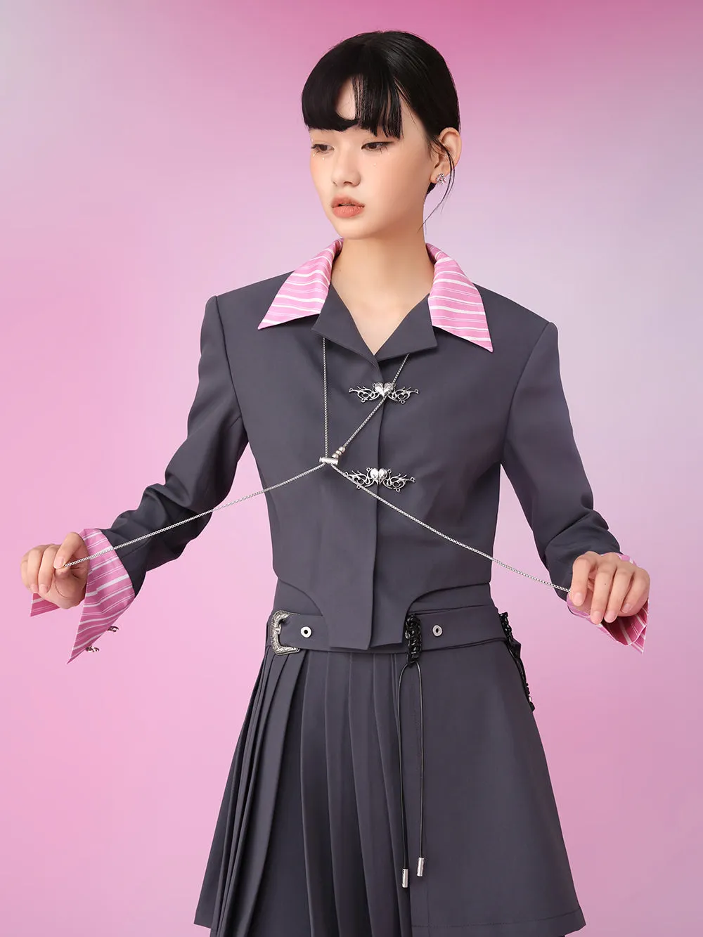 MUKZIN OL Style Short Stitching Original Trend Suit Outerwears
