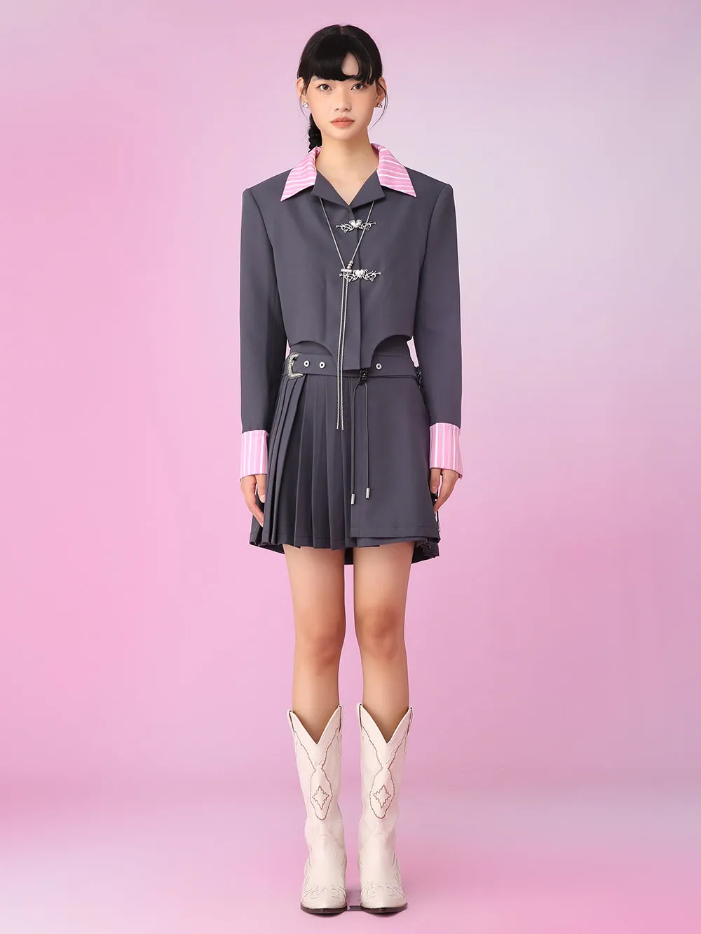 MUKZIN OL Style Short Stitching Original Trend Suit Outerwears