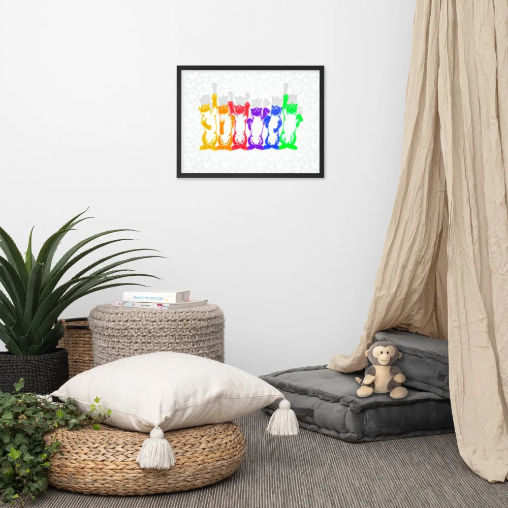 Rainbow Aerobics Cats Rear Framed photo paper poster