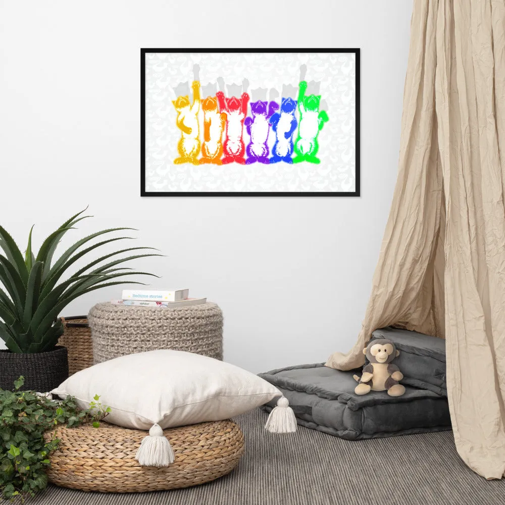 Rainbow Aerobics Cats Rear Framed photo paper poster
