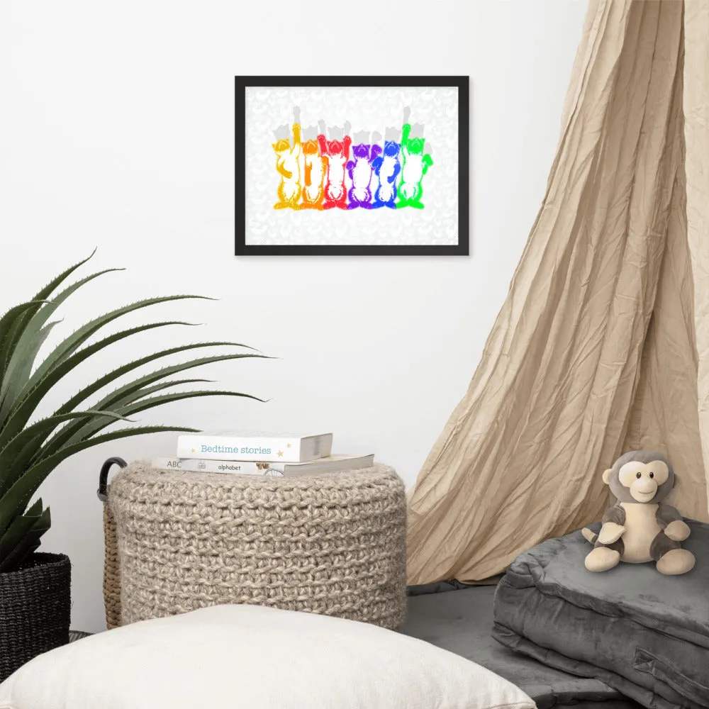 Rainbow Aerobics Cats Rear Framed photo paper poster