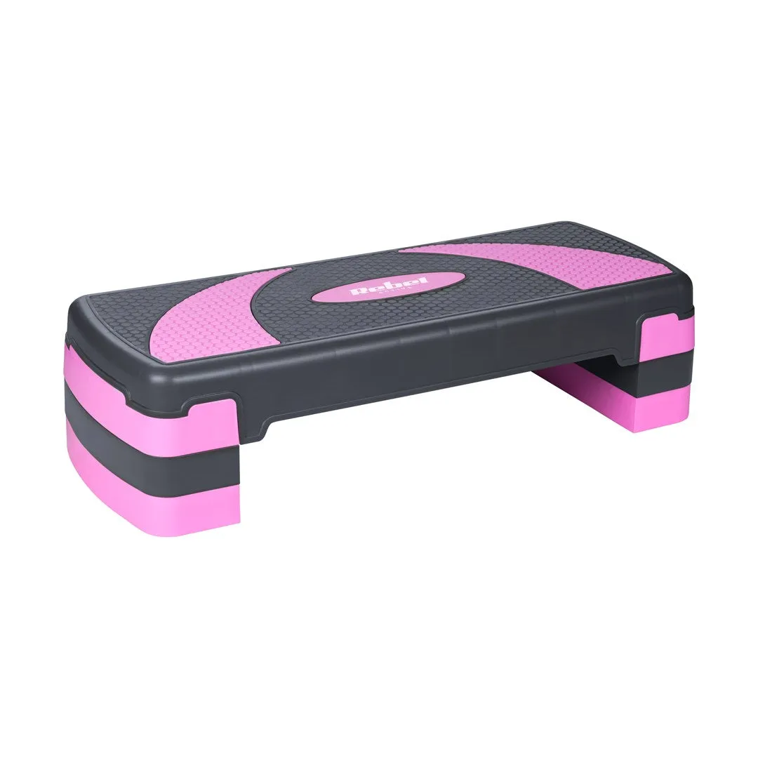 Step For Aerobics And Fitness Exercises, 3 Steps, Gray-Purple, Rebel Active