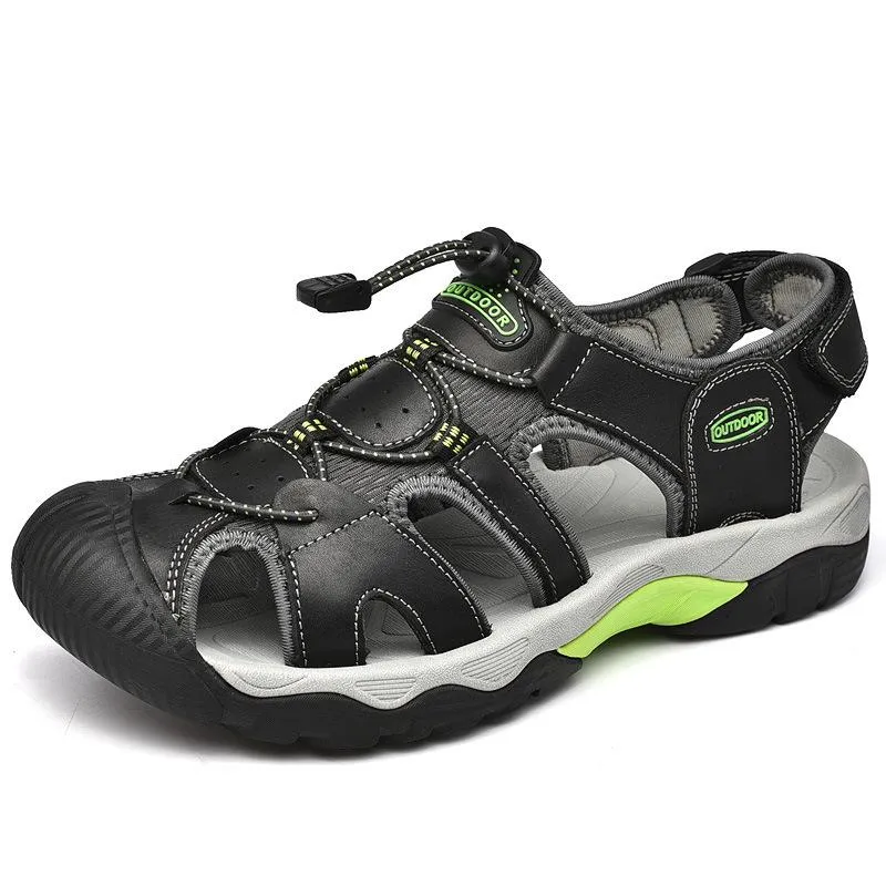 Summer handmade top cowhide outdoor river tracing casual men's beach shoes