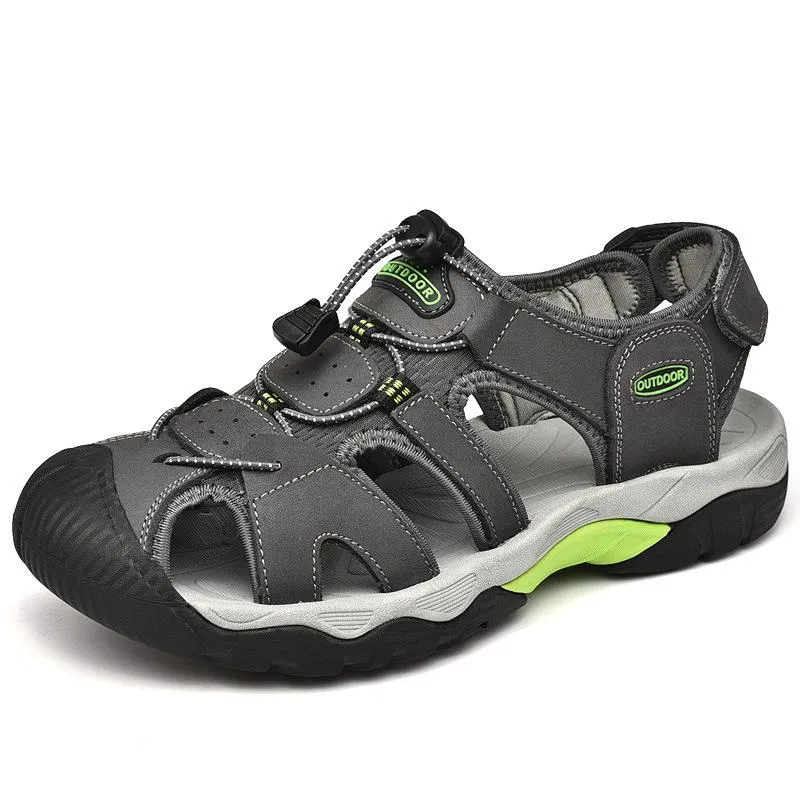 Summer handmade top cowhide outdoor river tracing casual men's beach shoes