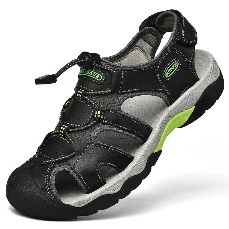 Summer handmade top cowhide outdoor river tracing casual men's beach shoes