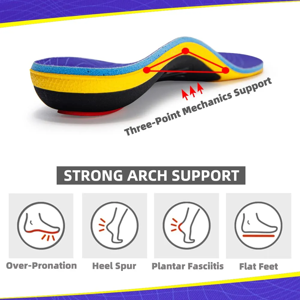 VALSOLE Heavy Duty Support Pain Relief Orthotics - 220  lbs Plantar Fasciitis High Arch Insoles for Men Women, Flat Feet Orthotic Insert, Work Boot Shoe Insole, Absorb Shock with Every Step