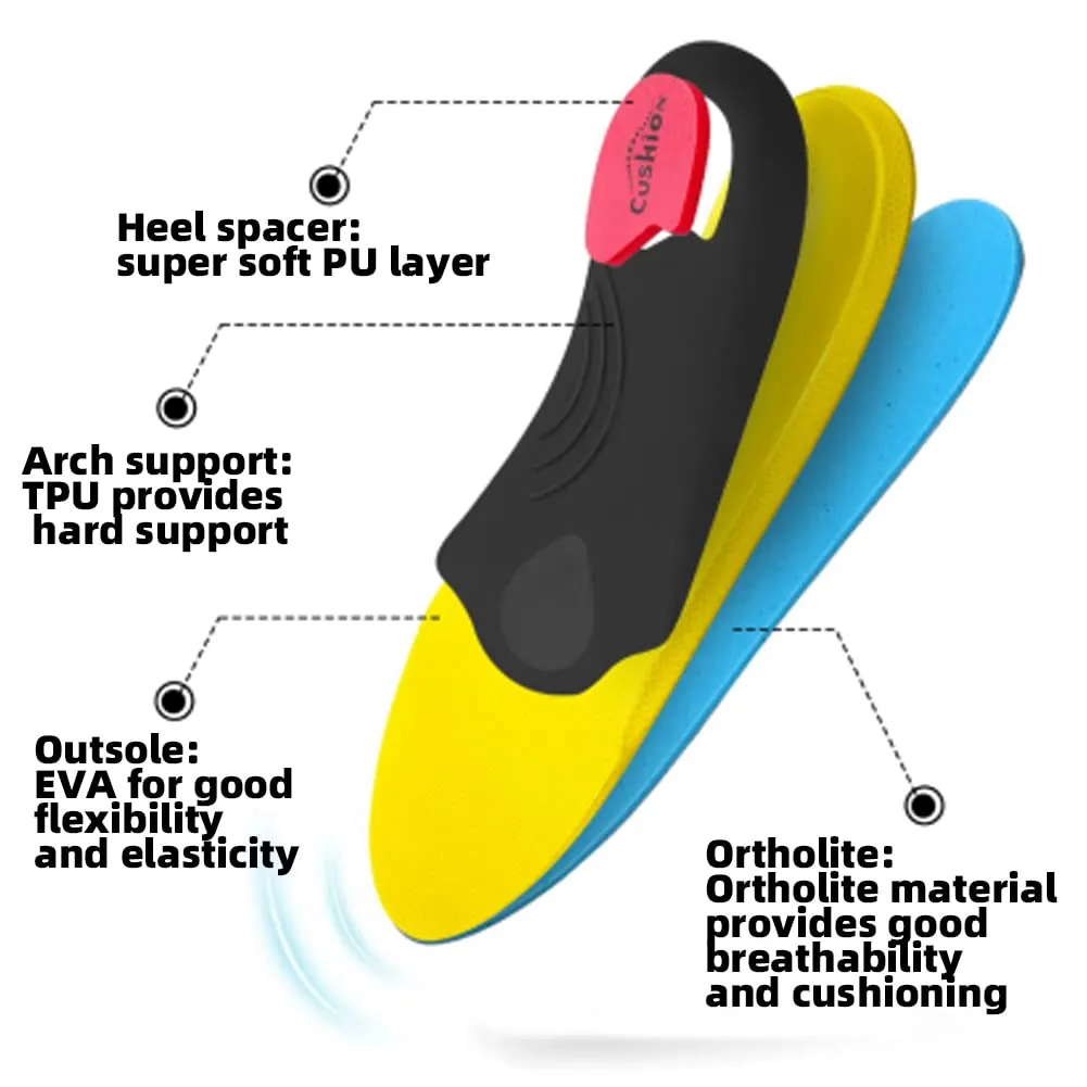 VALSOLE Heavy Duty Support Pain Relief Orthotics - 220  lbs Plantar Fasciitis High Arch Insoles for Men Women, Flat Feet Orthotic Insert, Work Boot Shoe Insole, Absorb Shock with Every Step