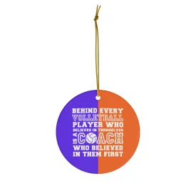 Volleyball Coach Christmas Ornament - Blue & Orange