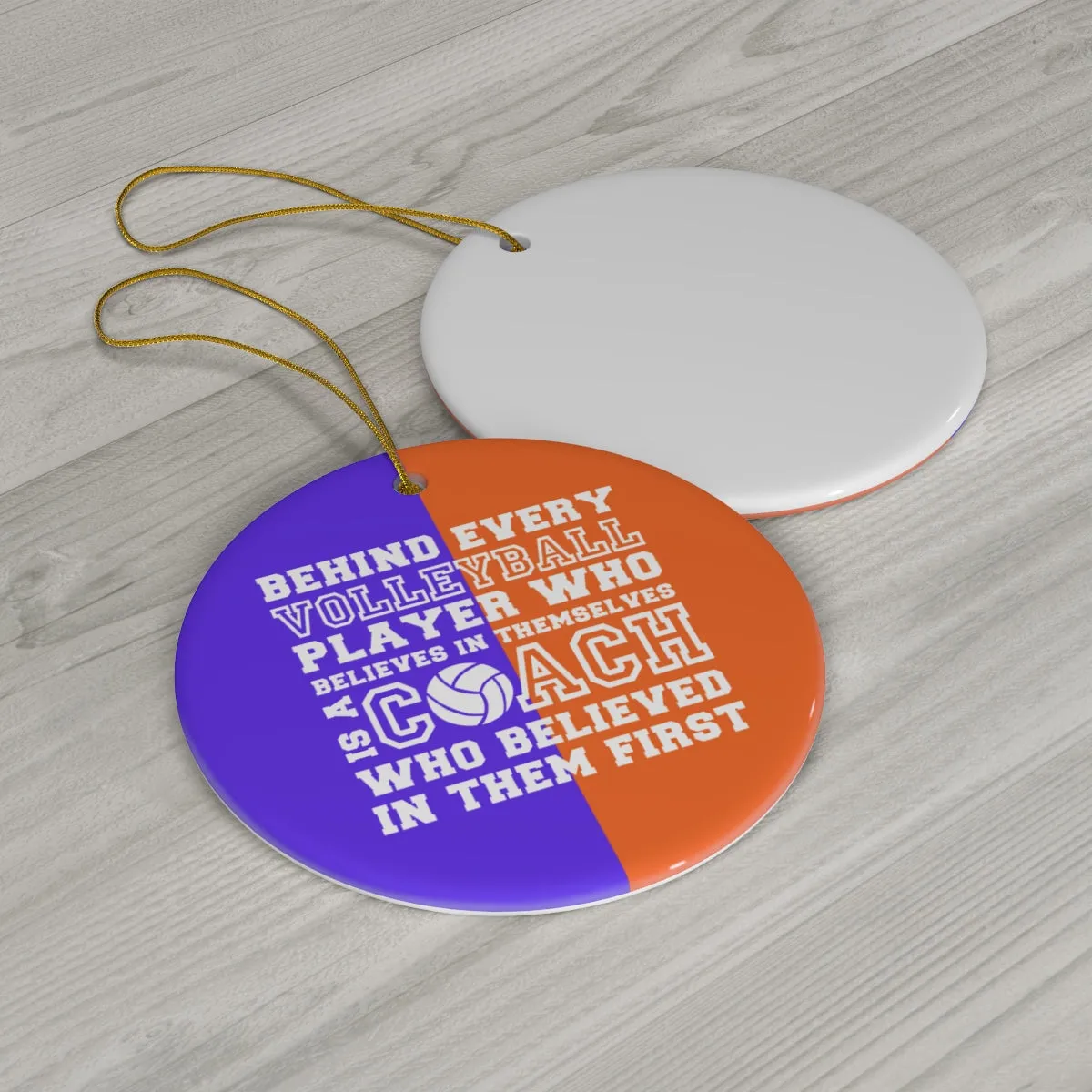 Volleyball Coach Christmas Ornament - Blue & Orange