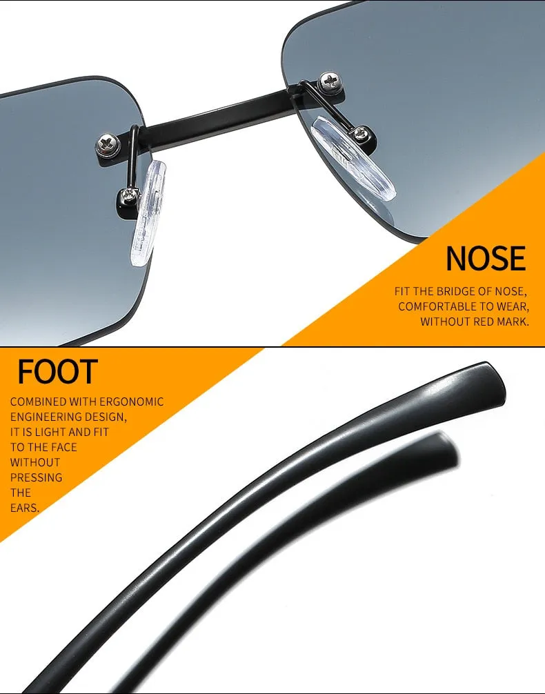 Women's Vintage Fashion Designer Rimless Small Square Sunglasses