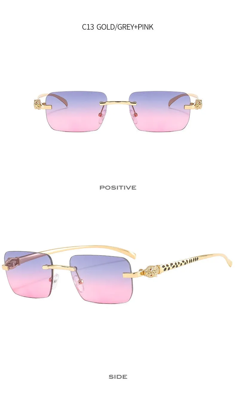 Women's Vintage Fashion Designer Rimless Small Square Sunglasses