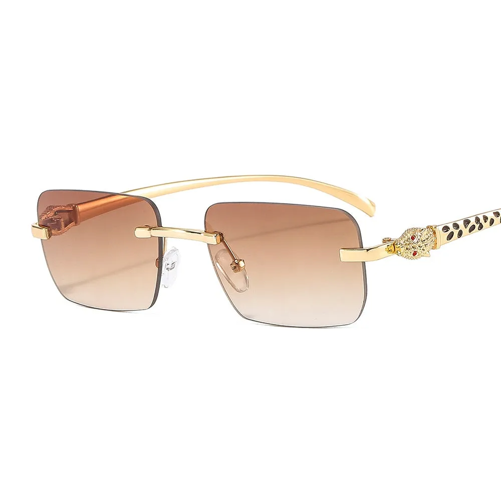 Women's Vintage Fashion Designer Rimless Small Square Sunglasses
