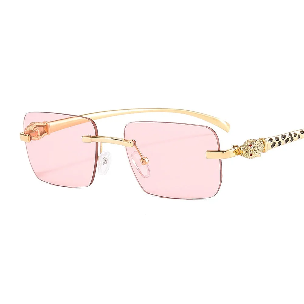 Women's Vintage Fashion Designer Rimless Small Square Sunglasses