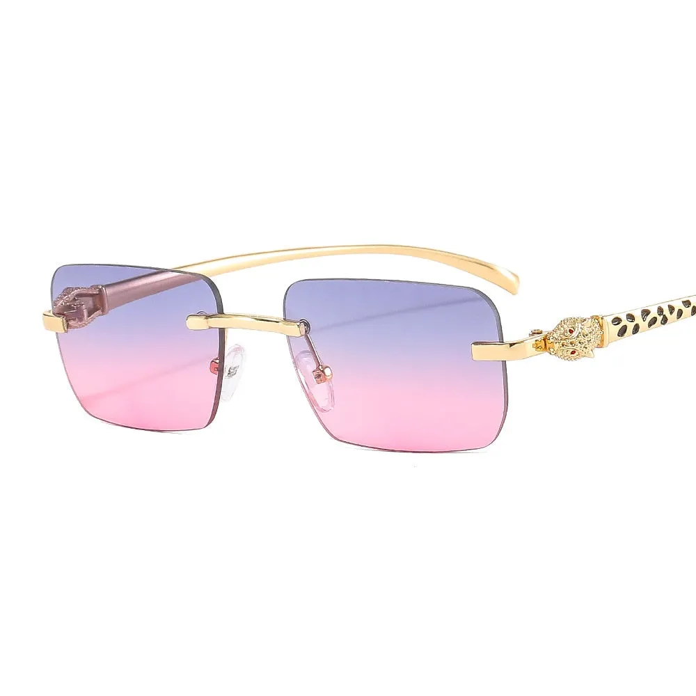 Women's Vintage Fashion Designer Rimless Small Square Sunglasses
