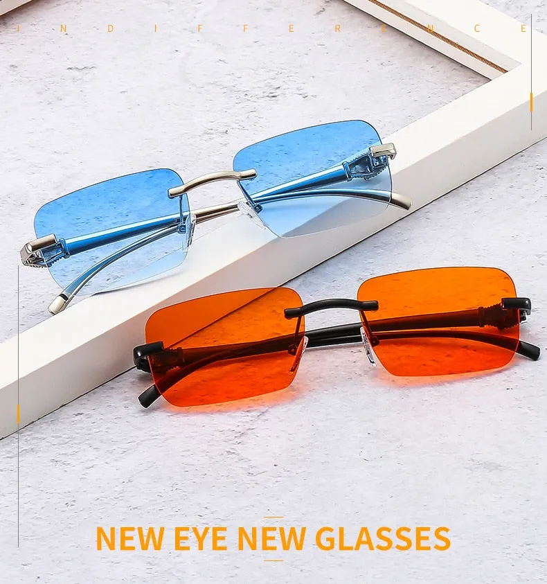 Women's Vintage Fashion Designer Rimless Small Square Sunglasses
