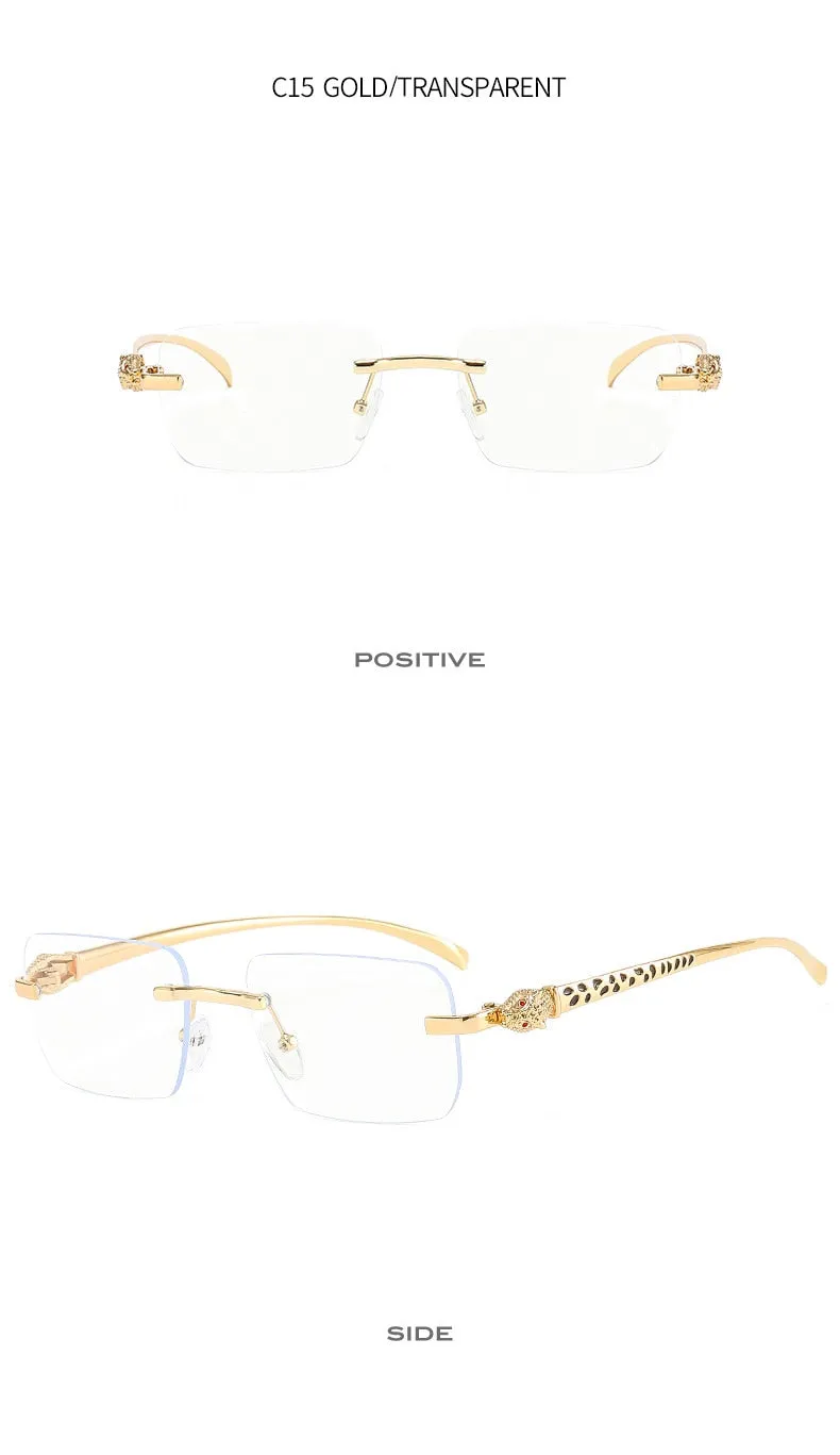 Women's Vintage Fashion Designer Rimless Small Square Sunglasses