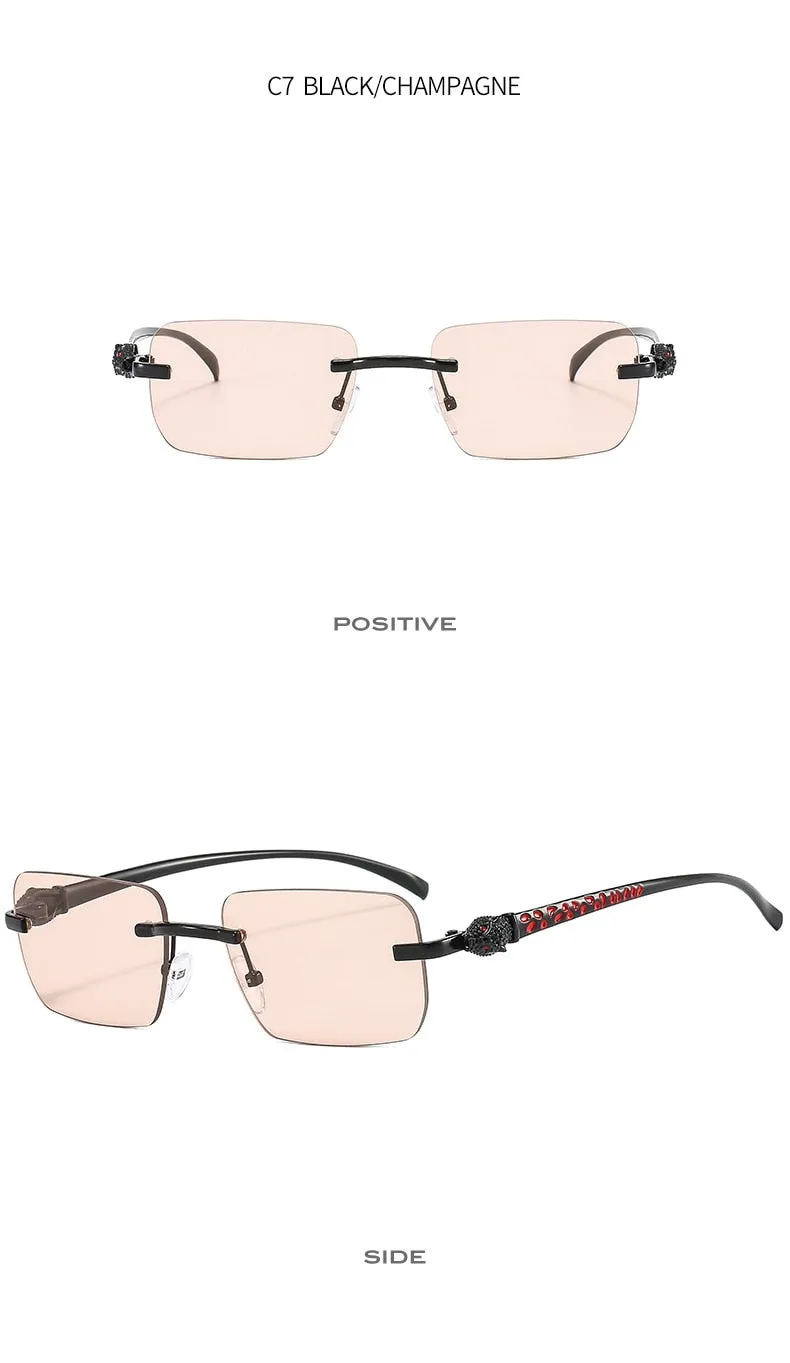 Women's Vintage Fashion Designer Rimless Small Square Sunglasses