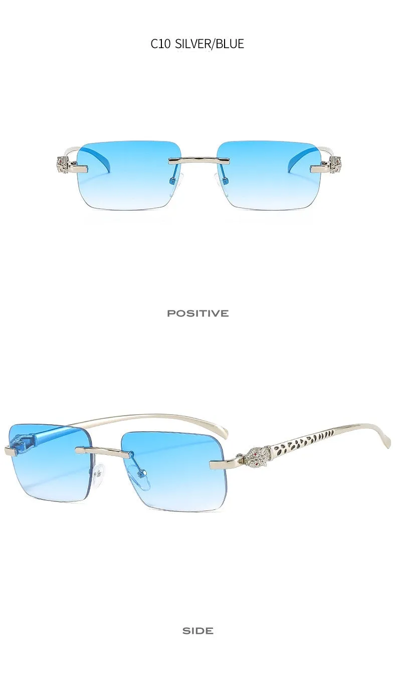 Women's Vintage Fashion Designer Rimless Small Square Sunglasses