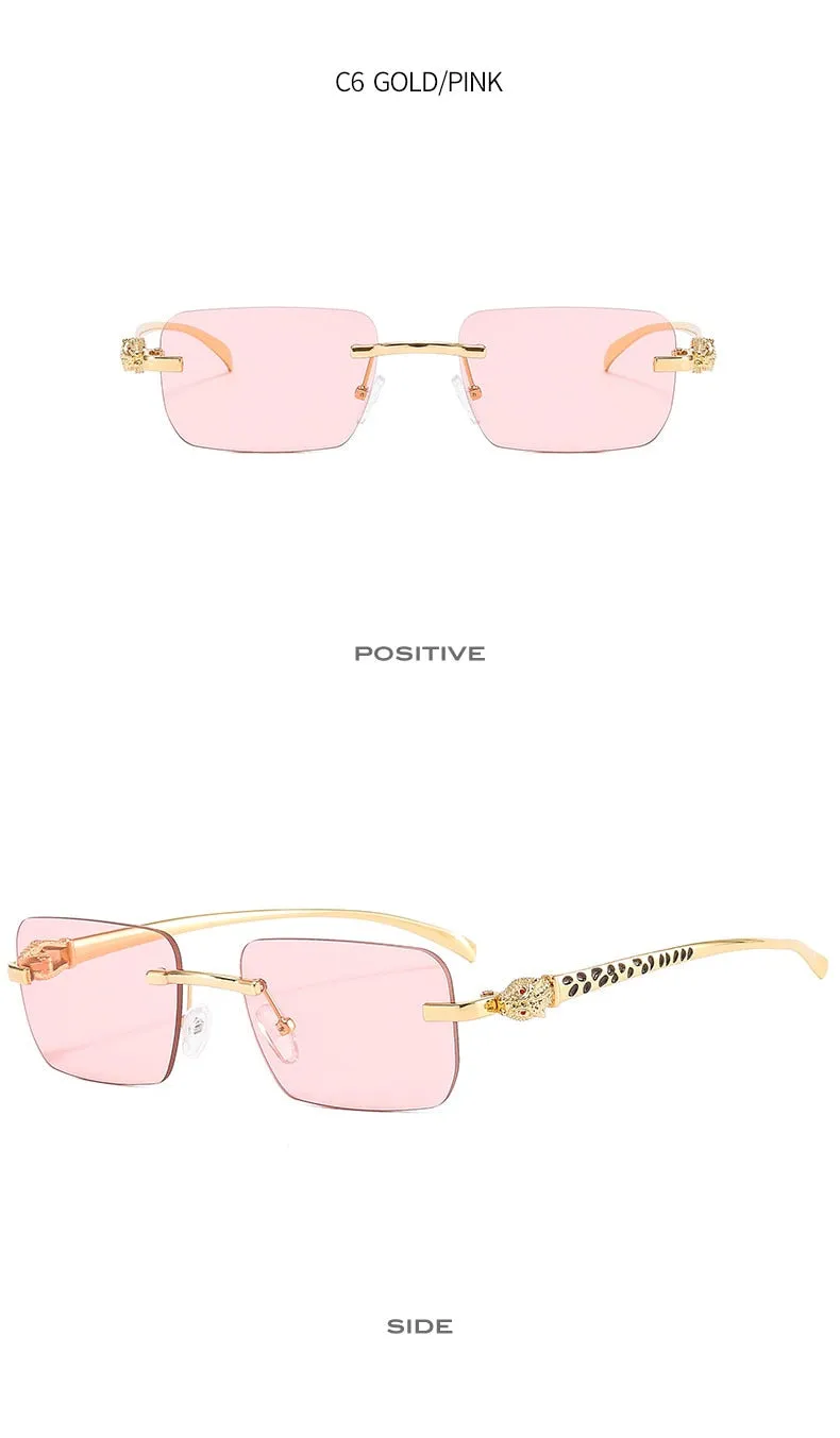 Women's Vintage Fashion Designer Rimless Small Square Sunglasses